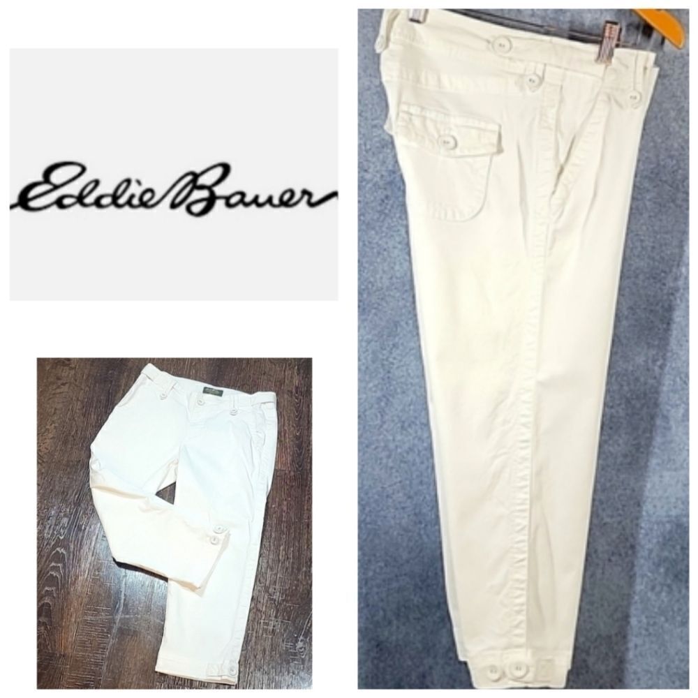 Eddie Bauer White Capri Shaw Pants